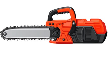 Fototapeta premium A depiction of an orange and black chainsaw.