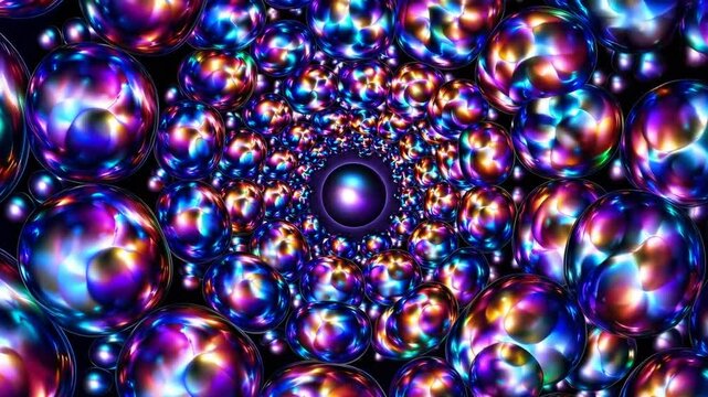 Infinite fractal art background featuring uniformly packed spheres in hyperbolic tiling pattern, blending mathematics and abstract aesthetics