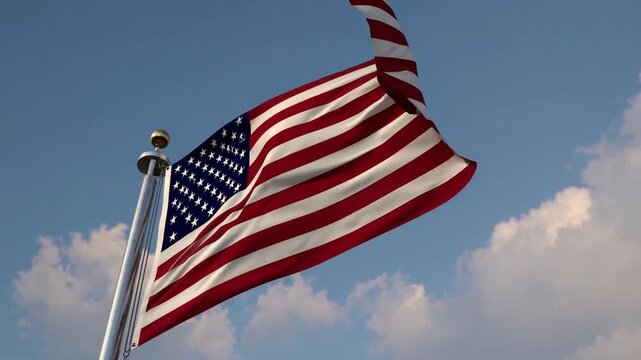 three-dimensional rendered representation of the American flag with patriotic symbolism