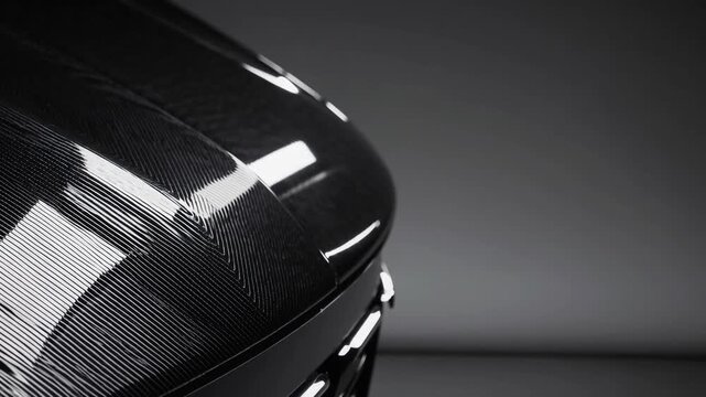 Abstract Close-Up of Carbon Fiber Car Hood with Dramatic Studio Lighting