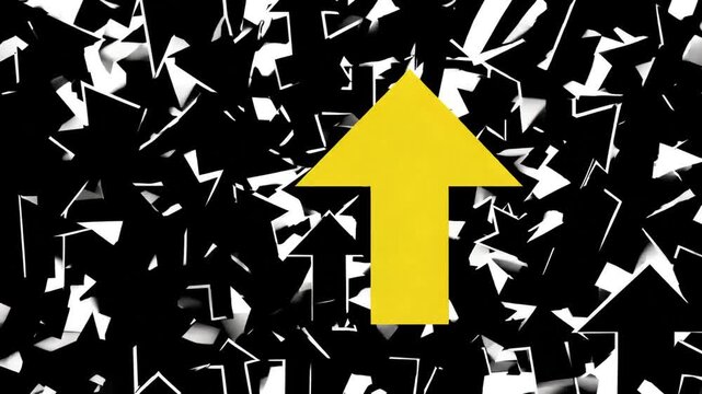 bold visual metaphor for success, featuring bright yellow arrow rising above cluster of black arrows, symbolizing leadership and standout achievement in business