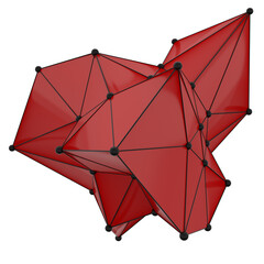 Abstract Polygon Backgrounds with Red and Black Low-Poly Mesh Surfaces – Geometric 3D Shapes with Wireframe Grids, Irregular Structures, and a Modern Futuristic Visual Aesthetic