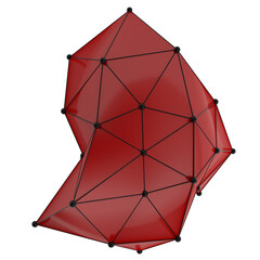 Abstract Polygon Backgrounds with Red and Black Low-Poly Mesh Surfaces – Geometric 3D Shapes with Wireframe Grids, Irregular Structures, and a Modern Futuristic Visual Aesthetic