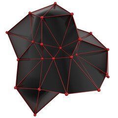 Abstract Polygon Backgrounds with Red and Black Low-Poly Mesh Surfaces – Geometric 3D Shapes with Wireframe Grids, Irregular Structures, and a Modern Futuristic Visual Aesthetic