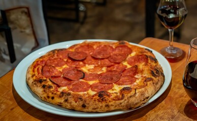Pepperoni's true rustic pizza with sourdough mass fermented with Levain. A perfect vera pizza
