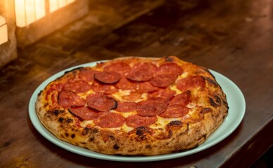 Pepperoni's true rustic pizza with sourdough mass fermented with Levain. A perfect vera pizza