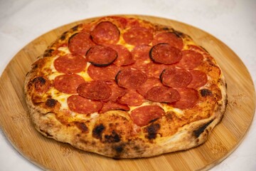 Pepperoni's true rustic pizza with sourdough mass fermented with Levain. A perfect vera pizza