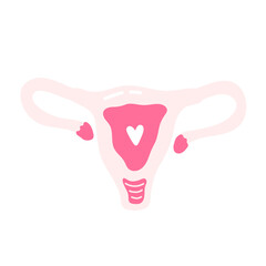 Uterus with Heart Illustration