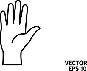 Raised hand open palm outline icon vector
