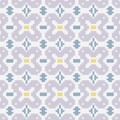 Pixel Geometric Tile Seamless Pattern with Soft Color. Pixel Trendy illustration. Seamless Pattern, Background, Wallpaper, Prints, Textile.