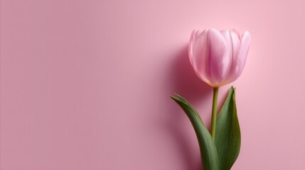 Pink tulip on pink background