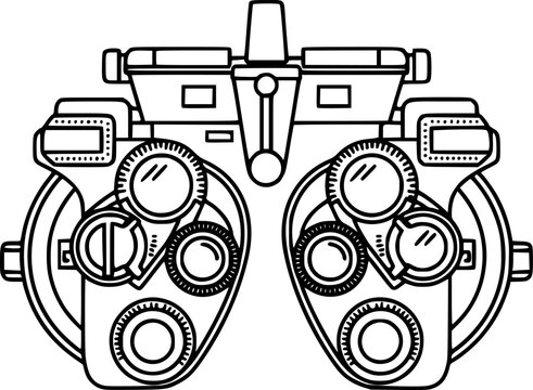 Optometry phoropter outline icon vector
