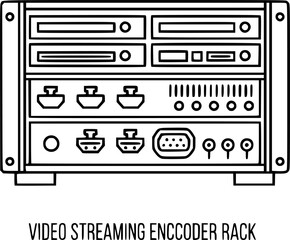 Video streaming encoder rack outline icon vector
