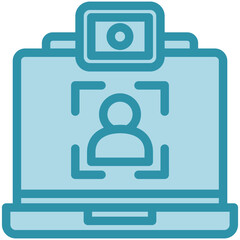 Fototapeta premium Camera On dual tone blue color, mini illustration icon. use for modern concept, print, UI, UX kit, web and app development. Vector related to remote working, work from home.