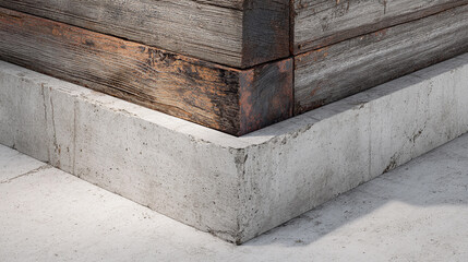 Wooden and concrete corner showcasing craftsmanship in architecture