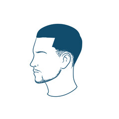 Male Head Profile with Short Haircut Illustration