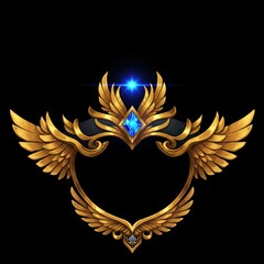 Decorative Gold Frame with Wings and Gemstone A Regal Stock Image for Designs