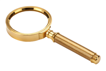 golden magnifying glass on AI generated by PNG
