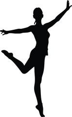 Female Dancer Silhouette in Elegant Pose, Ballet Style Vector Illustration for Dance Concepts