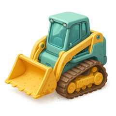 Isometric 3D Track Loader in Pastel Colors