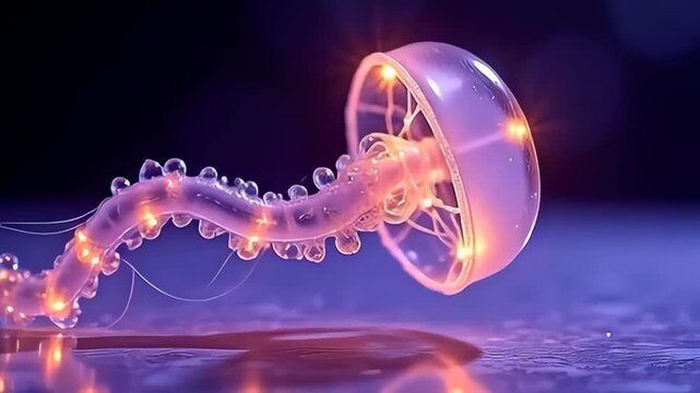 suspend inwards an aviation of mystery, angstrom radiant particle twist same jellyfish inwards retard movement roll gently inwards colors of smooth lilac and halfhearted gold, it intricate