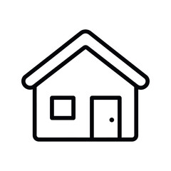 Line Art of a Simple House with Door and Window on White