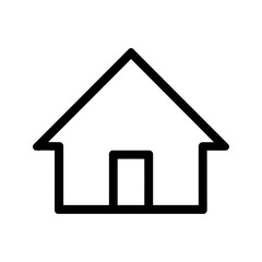 Simple Black Outline Home Icon with Door on White Background