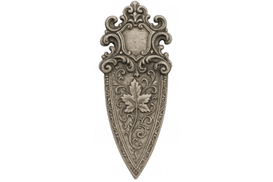 Vintage silver floral ornament highlighting delicate maple leaf, transparent background lending sophisticated accent to graphic designs - Powered by Adobe