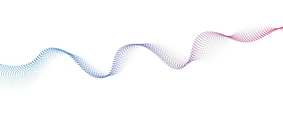 Flowing Dot Wave halftone gradient pattern on transparent background	