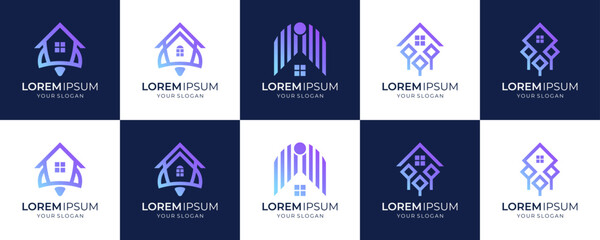 Set Collections of Rocket Home Launch, Logo design Inspirations.
