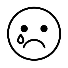 Fototapeta premium Crying Emoticon in Line Style