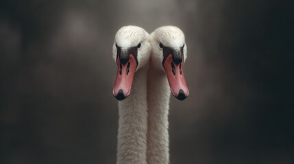 Obraz premium Twin swans close up portrait