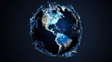 Abstract digital wave forming shape of Earth, showcasing stunning representation of planet surrounded by water, evoking sense of wonder and beauty