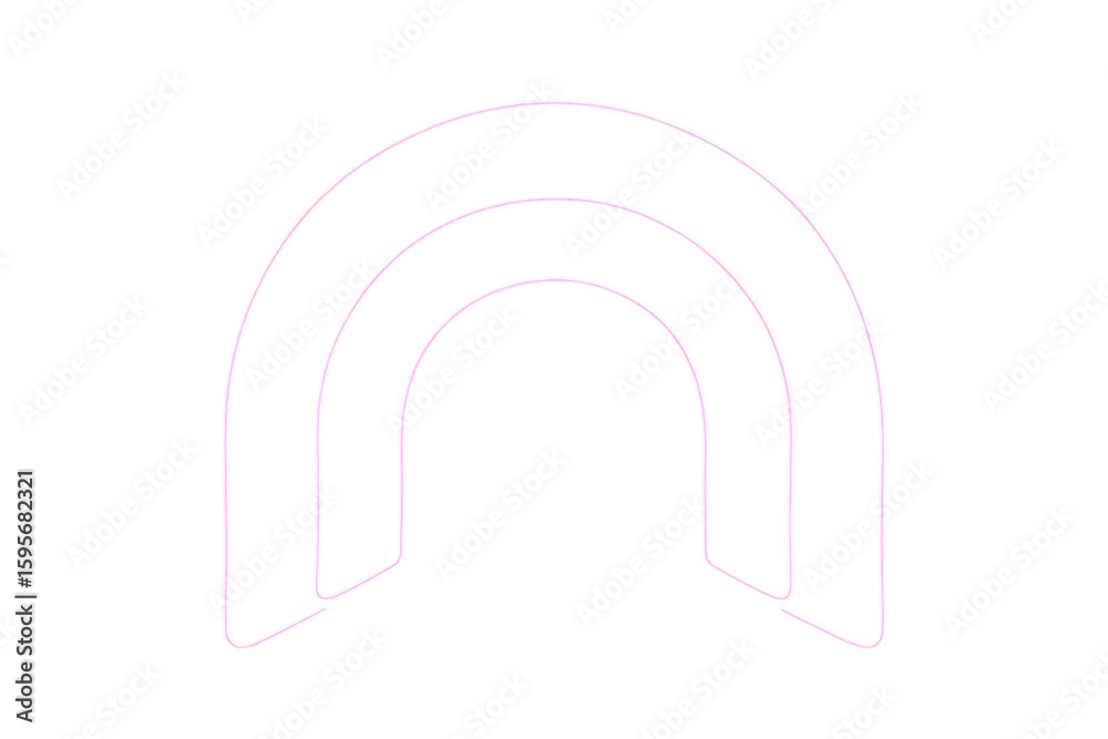 Aufkleber Pink arches forming architectural tunnel, geometric design element with transparent overlapping curved lines