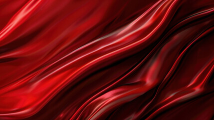 Obraz premium Luxurious red silk fabric flowing gracefully, showcasing smooth curves and vibrant texture. rich color and sheen evoke sense of elegance and warmth, perfect for various design applications