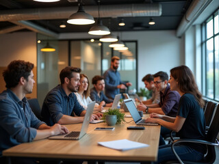 Réunion d’équipe dynamique dans un espace de travail moderne pour une collaboration e