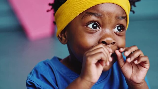 Excited Youth Displaying Crossed Fingers Anticipating Gifts