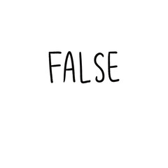 FALSE – black uppercase brush lettering in modern calligraphy style