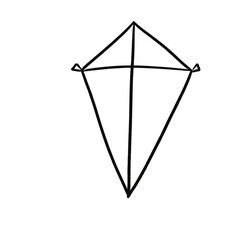 Hand Drawn Kite Illustration &ndash; Black and White Line Drawing