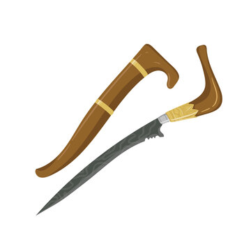 Traditional Indonesian Rencong Dagger Illustration