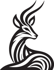Fototapeta premium Black and white illustration of a gazelle, stylized as a tattoo.
