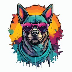 Cool dog with sunglasses illustration.