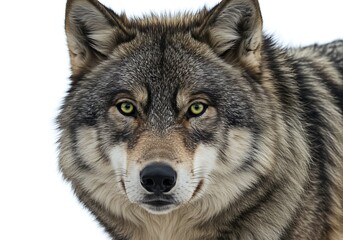 Fototapeta premium Close-up Portrait of a Majestic Gray Wolf. Generative Ai