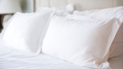 Crisp white pillows and sheets on a soft, inviting bed for a restful sleep