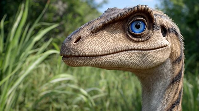 Velociraptor dinosaur in its natural habitat