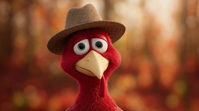 Cute 3D animated turkey for 2025 thanksgiving holiday in november