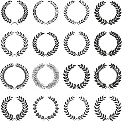 A vintage vector set of laurel wreath frames with ornate floral and leaf decoration