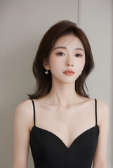 Fototapeta premium a girl in the black dress