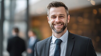 Fototapeta premium Businessman smiling portrait in office