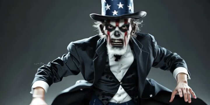 Scary clown uncle sam in his American Horror period